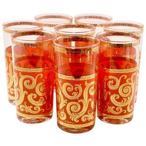 MC 22k Culver Red & Gold Scroll Collins Glasses